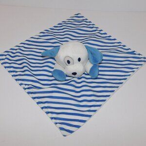 Kidgets Blue White Striped Puppy Dog Plush Security Blanket Baby Lovey Chikitoe